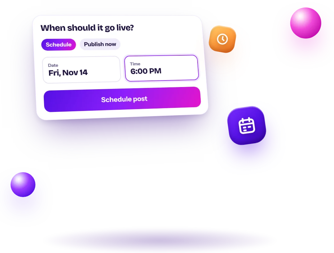 Selector de fecha y hora para programar una publicación de Instagram