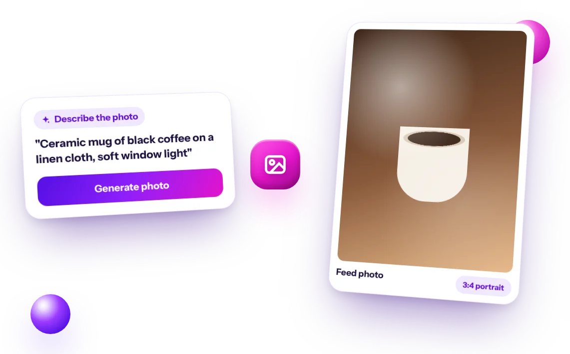 Un prompt de texto convertido en una foto vertical para el feed de Instagram de una taza de café