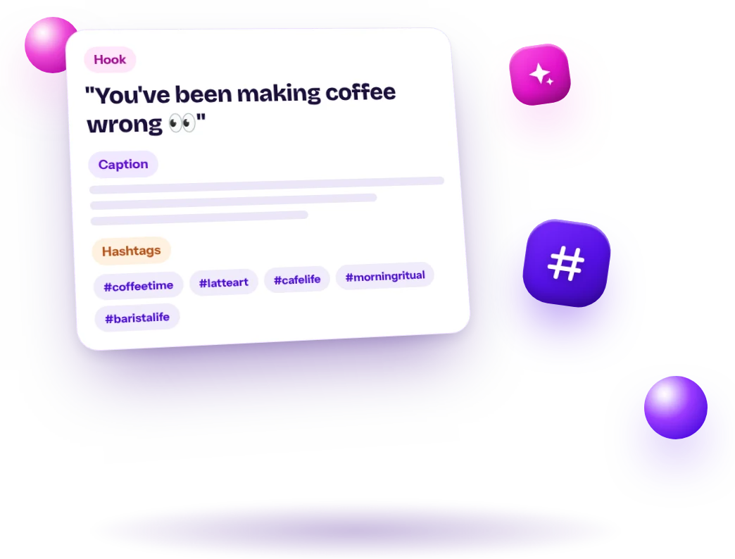 AI-written Reel hook, caption and hashtags