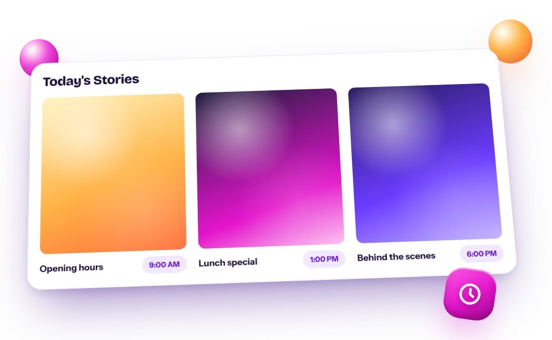 Tres Historias de Instagram programadas para las 9:00, las 13:00 y las 18:00