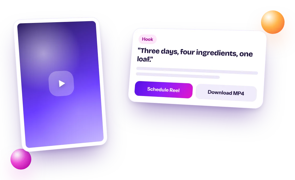 Vídeo con IA con texto y botones de programar o descargar